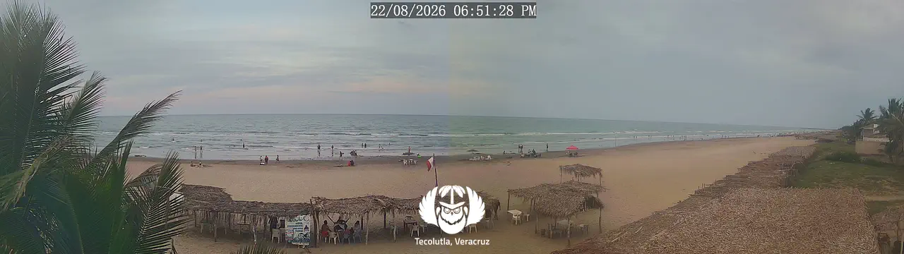 Panoramic view of the beach from the Hotel Coco Loco, in Tecolutla, Veracruz.