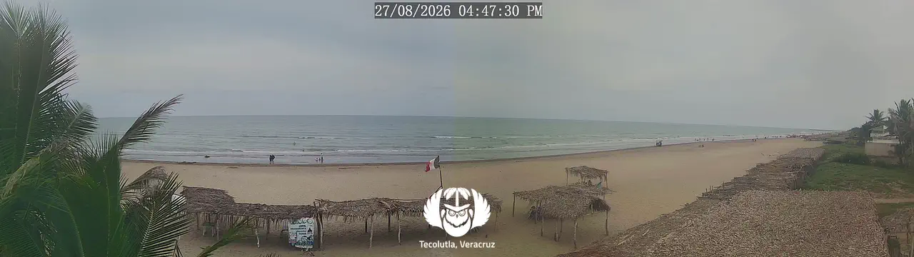 Panoramic view of the beach from the Hotel Coco Loco, in Tecolutla, Veracruz.